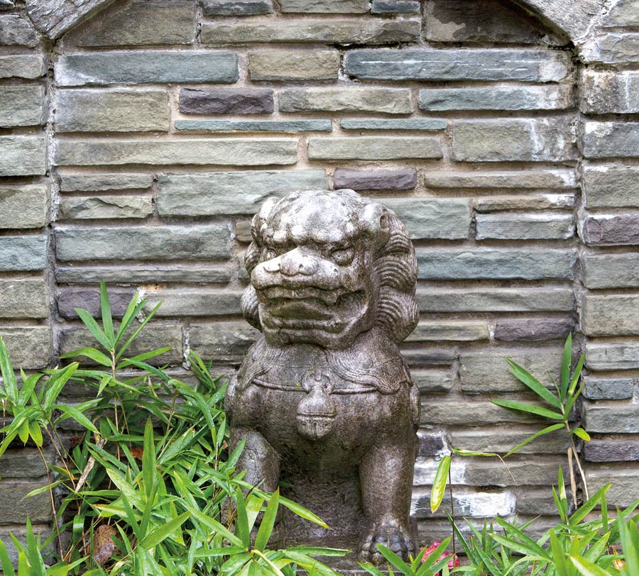stone statue in garden