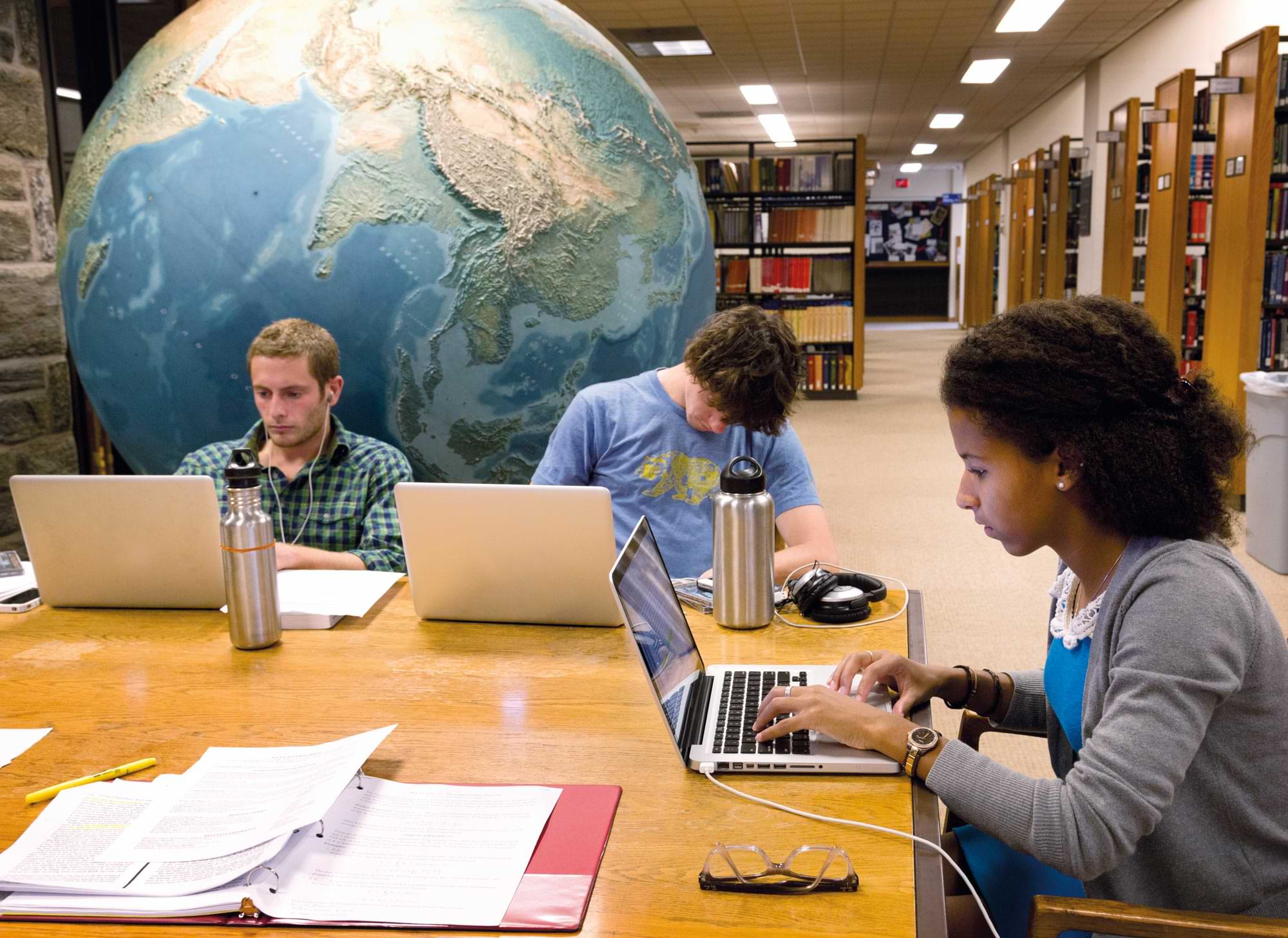 Students studying in the school library