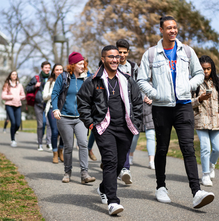 Swarthmore student walking on campus