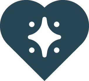 Blue heart icon with diamond in the middle
