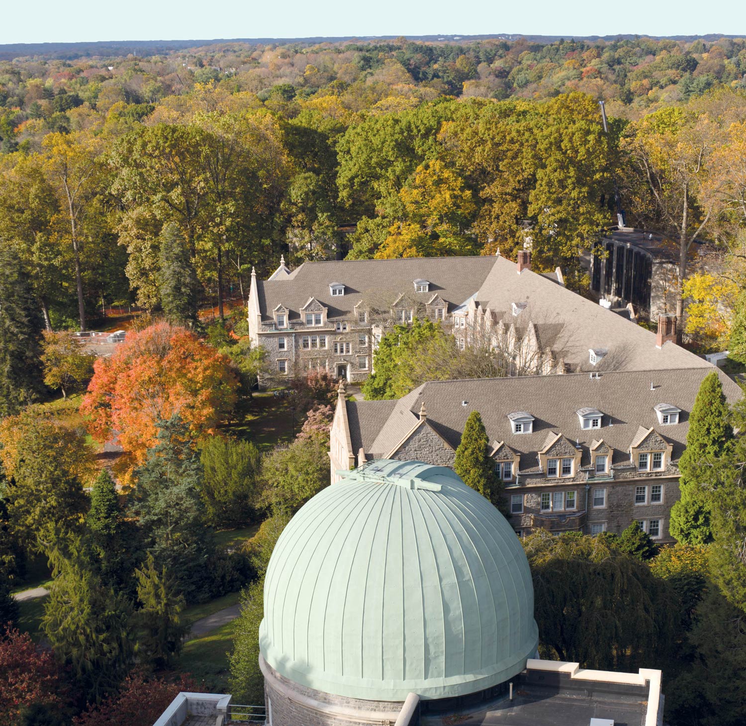 aerial view of Swarthmore campus