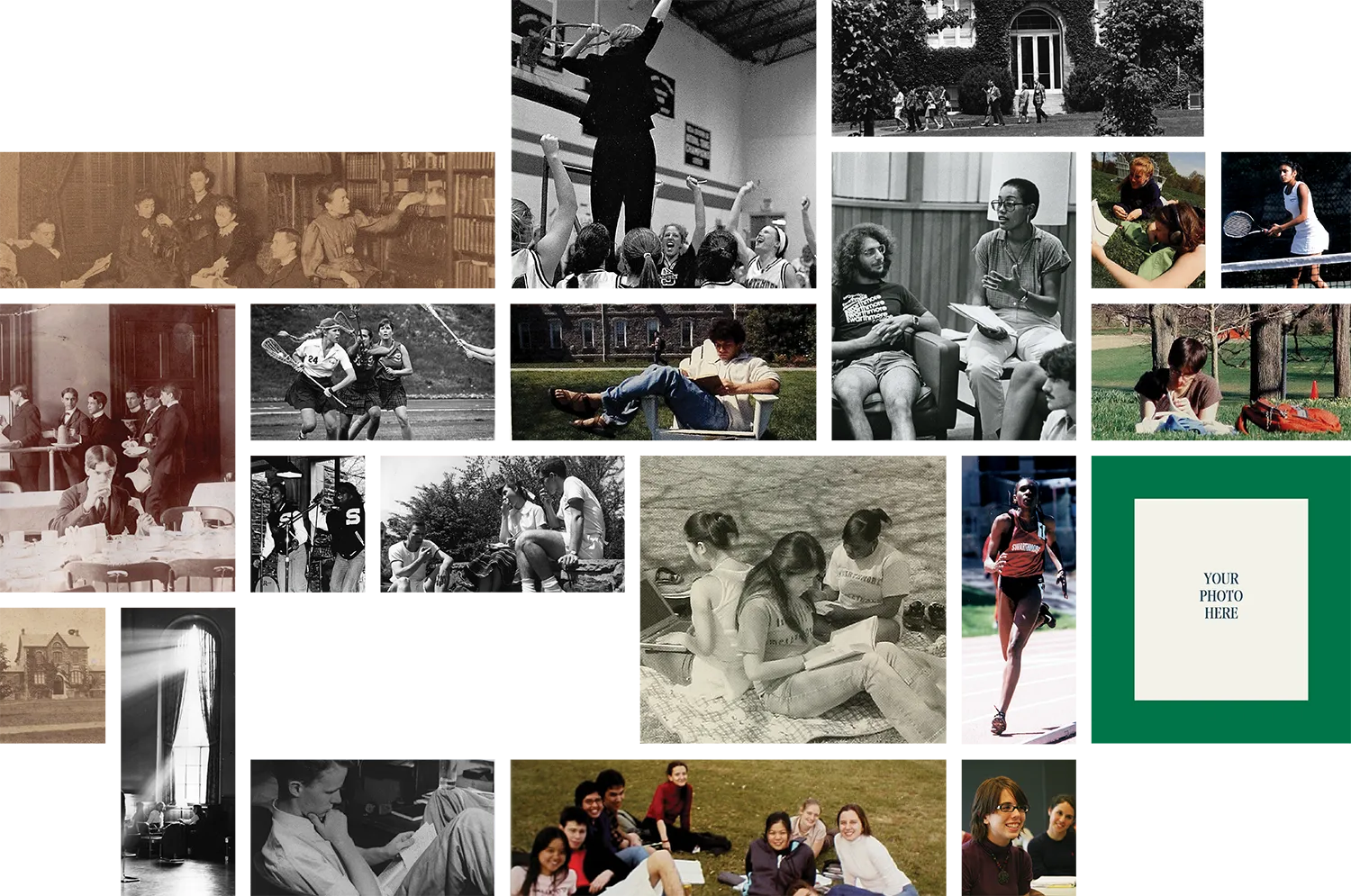 collage of old and current photographs from Swarthmore College