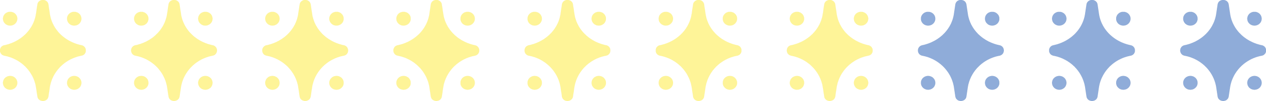 ten diamond icons; seven yellow and three blue