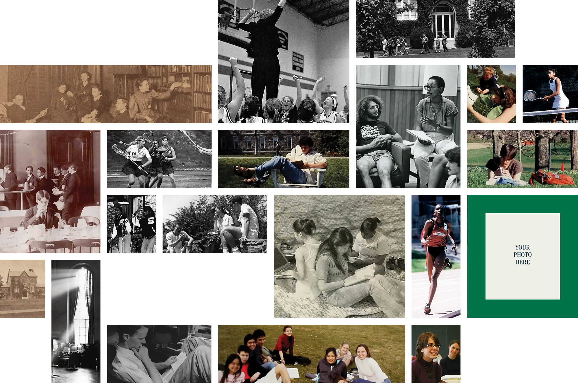 collage of old and current photographs from Swarthmore College